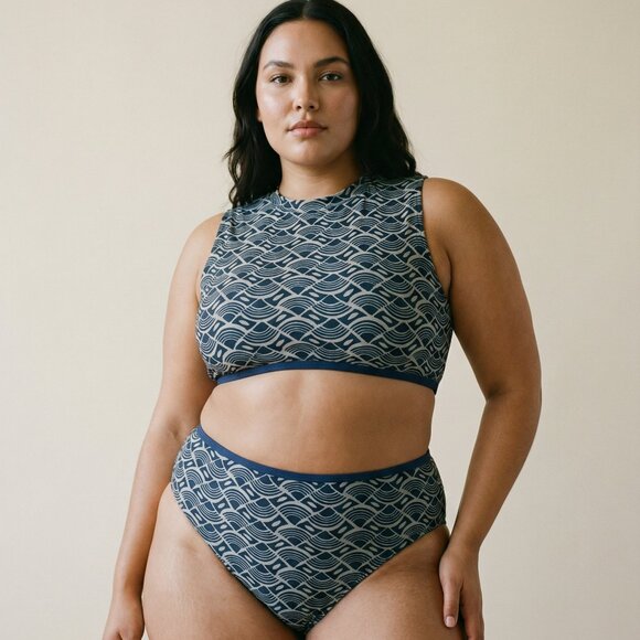 Seea Other - Seea Navy and Cream Wave Bikini
